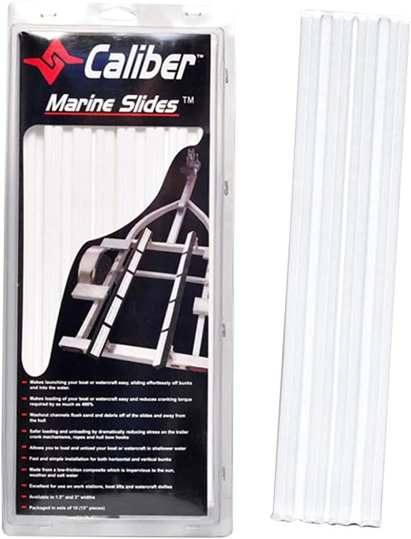 Caliber Marine Trailer Bunk Slides 23011, 3 x 15 inch, 10-Pack, White - Image 1
